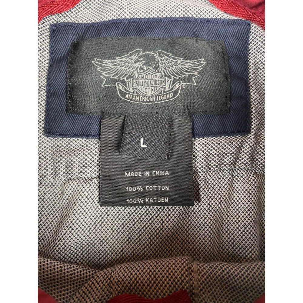 Harley-Davidson Button Down Shirt Mens L Gray Cotton Long Sleeve Pocket Logo - Picture 3 of 11
